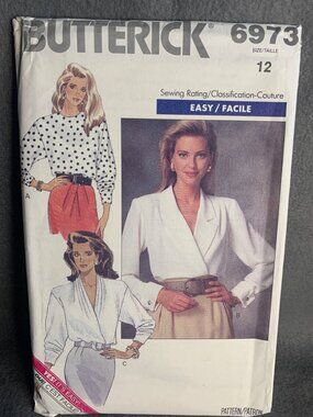 Butterick Misses Blouse Sewing Pattern Size 12 6973 - Uncut